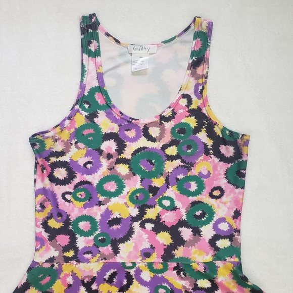 Guilty, Floral Fireworks Colourful Ombre 90s Skater Dress, Medium, Multicoloured - Picture 4 of 14